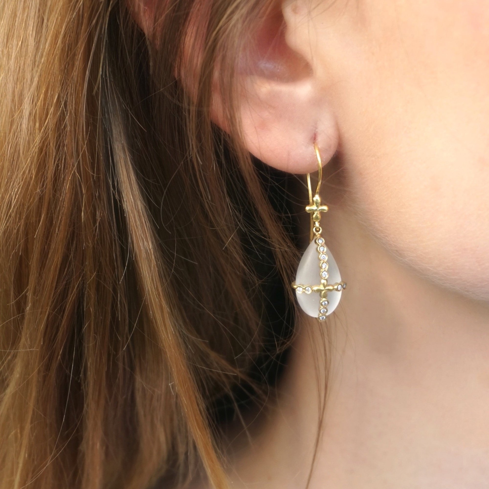 Quartz and diamond Princess Earrings