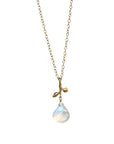Leaf + Moonstone drop necklace