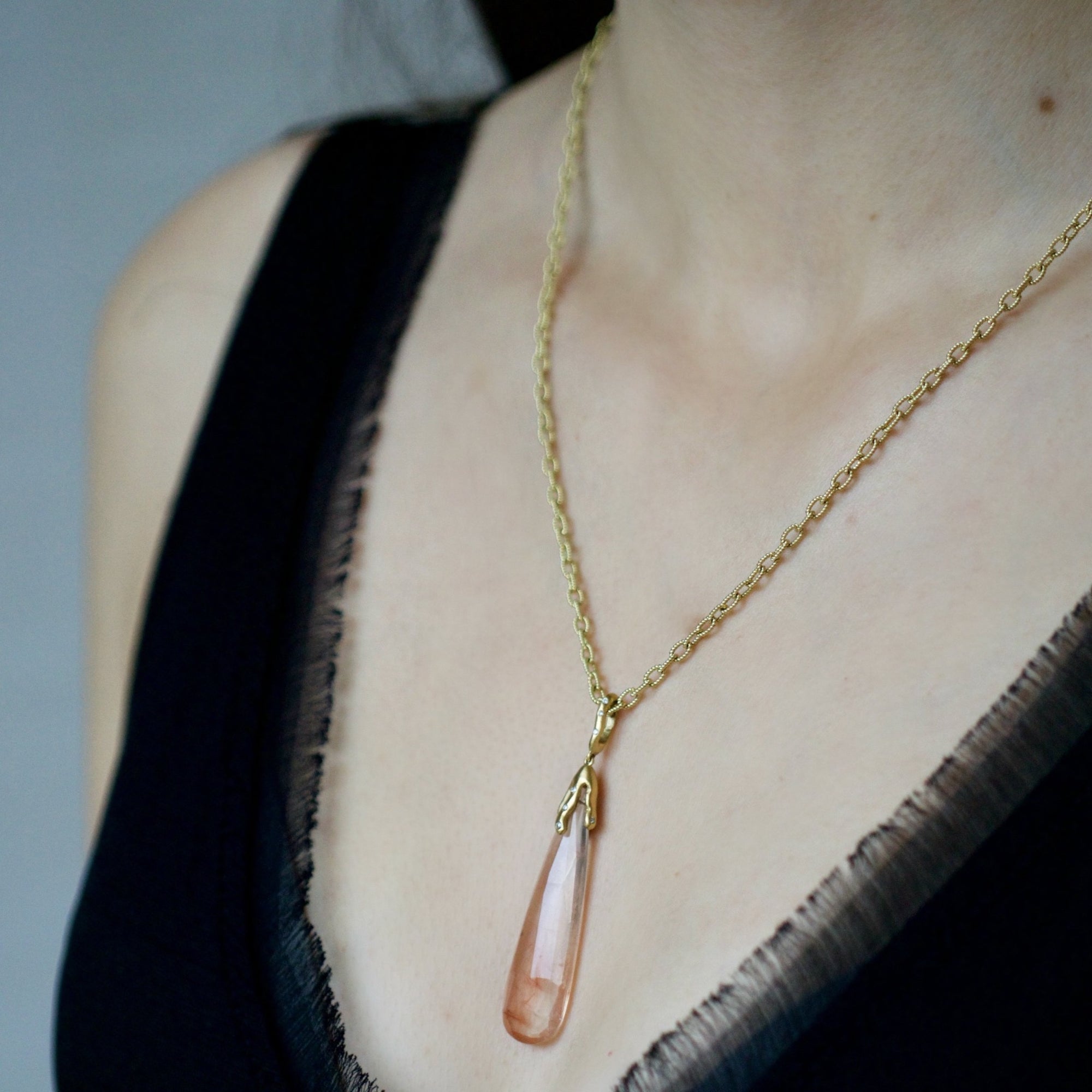 Peach Rutilated Quartz necklace