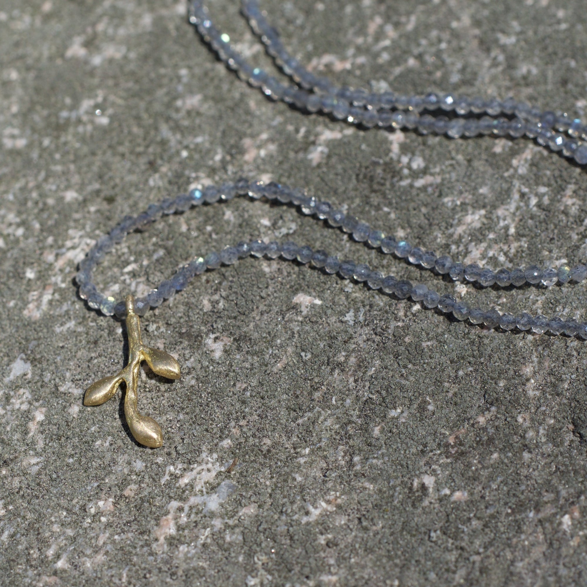 Labradorite leaf necklace