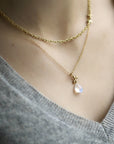 Leaf + Moonstone drop necklace