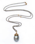 Mixed metals Grey Pearl Necklace