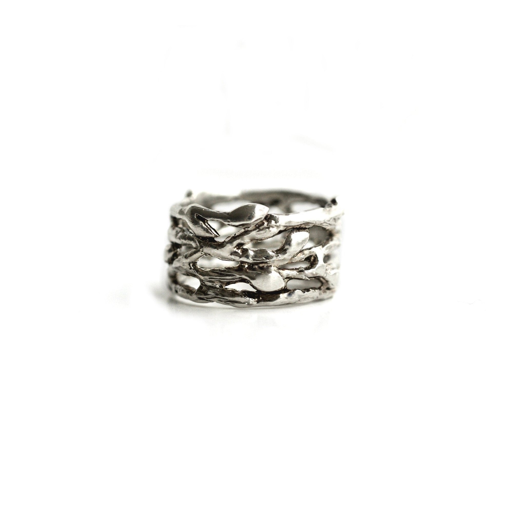 Wide Silver Leaf Ring- SIZES READY TO SHIP