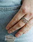 Wide Silver Leaf Ring