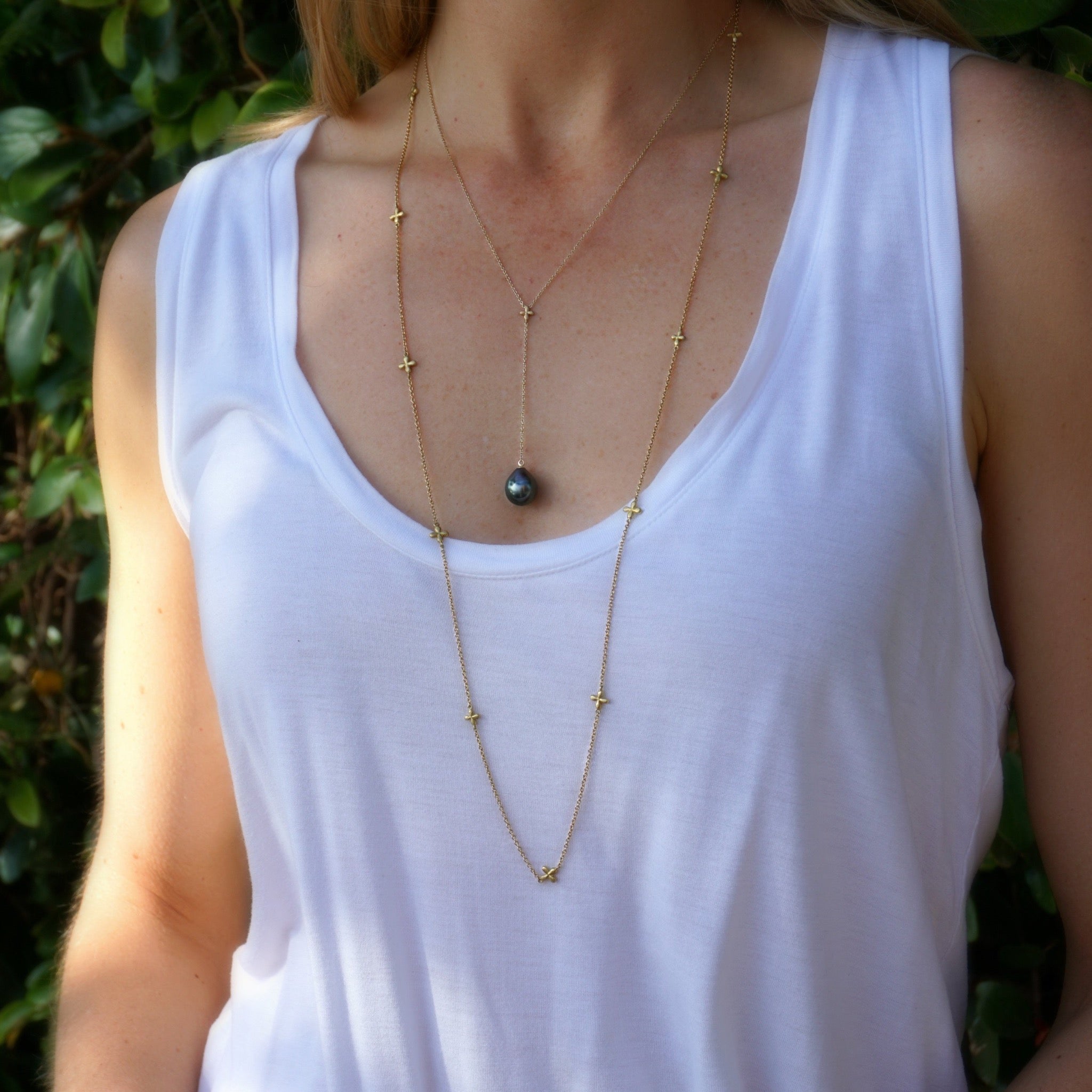 Tahitian pearl lariat necklace