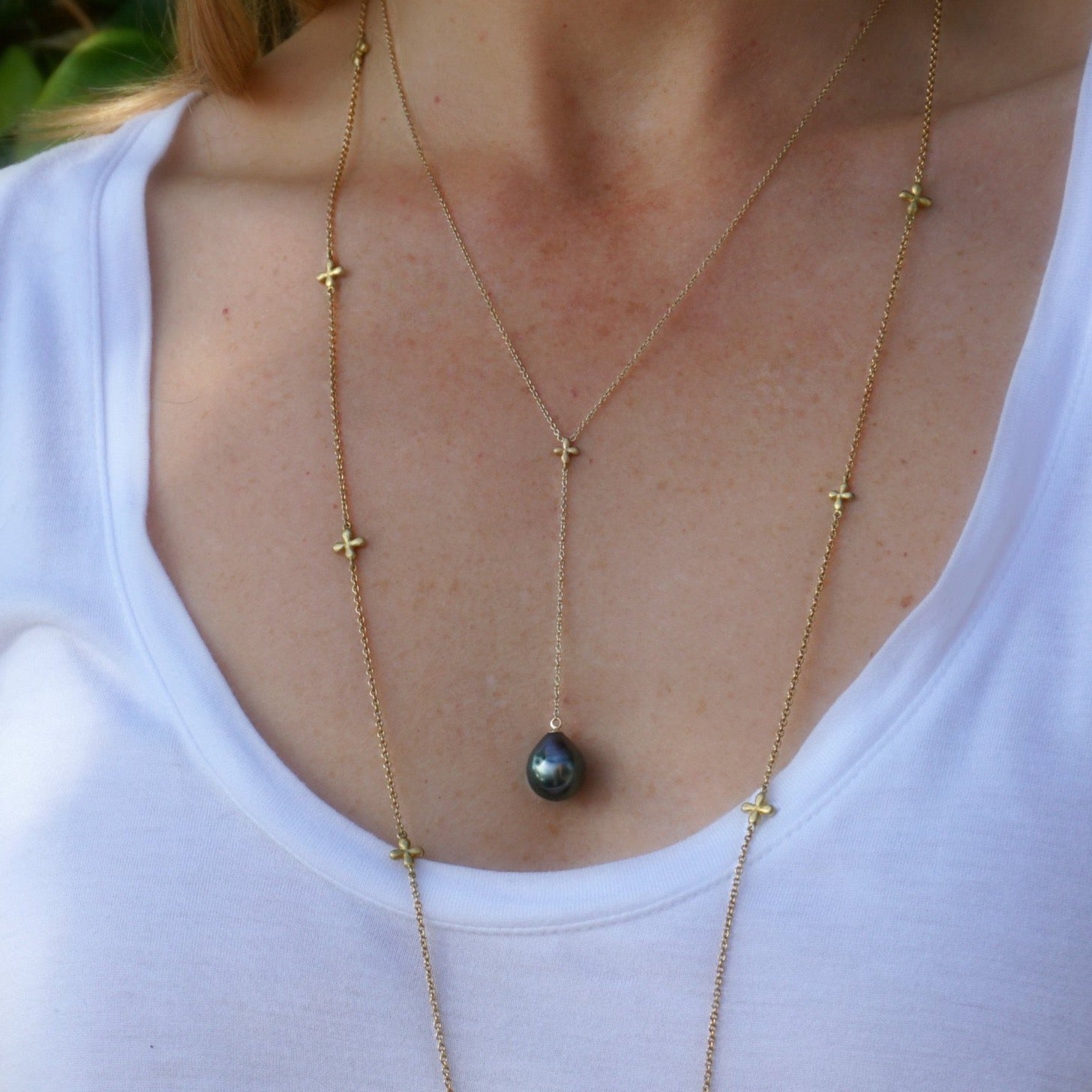 Tahitian pearl lariat necklace