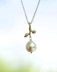 Leaf + Baroque pearl necklace