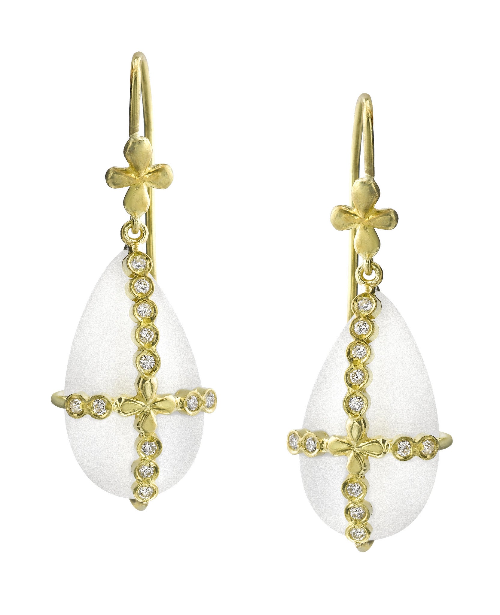 Quartz and diamond Princess Earrings